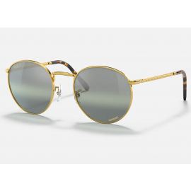 Ray Ban New Round RB3637 sunglasses – Gold Frame / Polarized Silver/Green Chromance Mirror Lens
