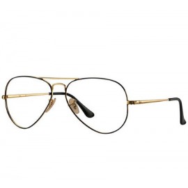 Ray Ban Aviator Optics RB6489 eyeglasses – Black; Gold Frame / Clear Lens