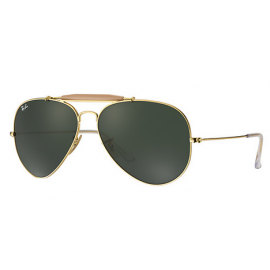 Ray Ban Aviator Outdoorsman II RB3029 sunglasses - Gold Frame / Green Lens