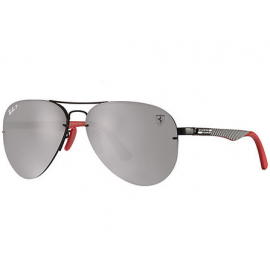 Ray Ban Aviator RB3460M Scuderia Ferrari Collection sunglasses – Black; Silver Frame / Silver Mirror Chromance Lens