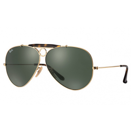 Ray Ban Aviator Shooter Havana Collection RB3138 sunglasses – Gold Frame / Green Classic G-15 Lens