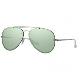 Ray Ban Blaze Aviator RB3584N sunglasses – Silver Frame / Dark Green/Silver Mirror Lens
