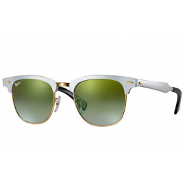 Ray Ban Clubmaster Aluminum Flash Lenses Gradient RB3507 sunglasses – Silver Frame / Green Gradient Flash Lens
