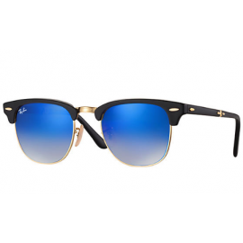 Ray Ban Clubmaster Folding Flash Lenses Gradient RB2176 sunglasses – Black; Gold Frame / Blue Gradient Flash Lens