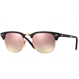 Ray Ban Clubmaster Folding Flash Lenses Gradient RB2176 sunglasses – Black; Gold Frame / Copper Gradient Flash Lens