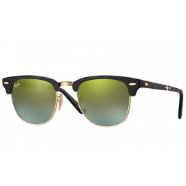 Ray Ban Clubmaster Folding Flash Lenses Gradient RB2176 sunglasses – Black; Gold Frame / Green Gradient Flash Lens