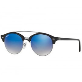 Ray Ban Clubround Double Bridge RB4346 sunglasses – Black Frame / Blue Gradient Flash Lens