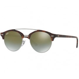 Ray Ban Clubround Double Bridge RB4346 sunglasses – Tortoise Frame / Green Gradient Flash Lens