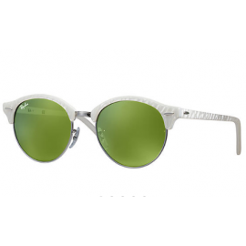 Ray Ban Clubround Flash Lenses RB4246 sunglasses – White Frame / Green Mirror Lens