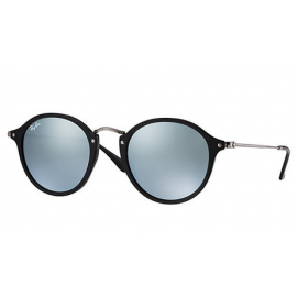 Ray Ban RB2447 Round Fleck @Collection sunglasses – Black; Silver Frame / Silver Flash Lens