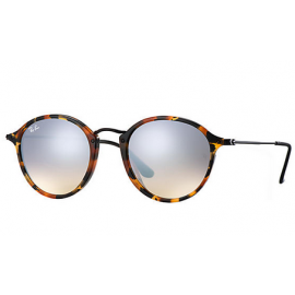 Ray Ban RB2447 Round Fleck Flash Lenses Gradient sunglasses – Tortoise; Black Frame / Silver Gradient Flash Lens