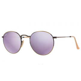 Ray Ban RB3447 Round Flash Lenses sunglasses – Bronze-Copper Frame / Lilac Mirror Lens