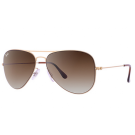 Ray Ban RB3513 Aviator Flat Metal sunglasses – Gold Frame / Brown Gradient Lens