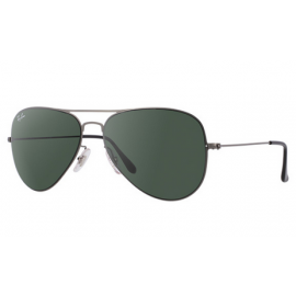 Ray Ban RB3513 Aviator Flat Metal sunglasses – Gunmetal Frame / Green Classic Lens