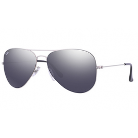 Ray Ban RB3513 Aviator Flat Metal sunglasses – Silver Frame / Grey Mirror Lens
