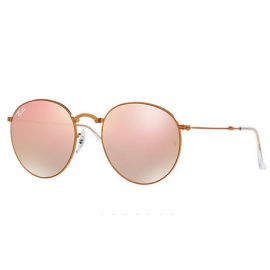 Ray Ban RB3532 Round Metal Folding sunglasses – Bronze-Copper Frame / Copper Gradient Flash Lens