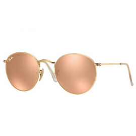 Ray Ban RB3532 Round Metal Folding sunglasses – Gold Frame / Copper Flash Lens