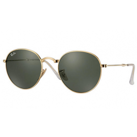 Ray Ban RB3532 Round Metal Folding sunglasses – Gold Frame / Green Classic G-15 Lens