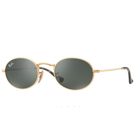 Ray Ban RB3547N Oval Flat Lenses sunglasses – Gold Frame / Green Classic G-15 Lens