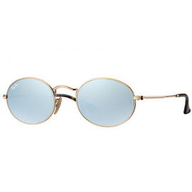 Ray Ban RB3547N Oval Flat Lenses sunglasses – Gold Frame / Silver Flash Lens