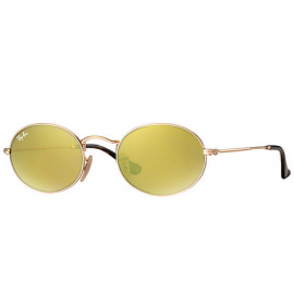 Ray Ban RB3547N Oval Flat Lenses sunglasses – Gold Frame / Yellow Flash Lens