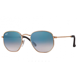 Ray Ban RB3548N Hexagonal @Collection sunglasses – Bronze-Copper Frame / Light Blue Gradient Lens