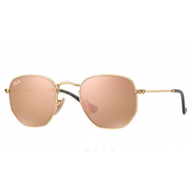 Ray Ban RB3548N Hexagonal Flat Lenses sunglasses – Gold Frame / Copper Flash Lens