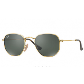Ray Ban RB3548N Hexagonal Flat Lenses sunglasses – Gold Frame / Green Classic G-15 Lens