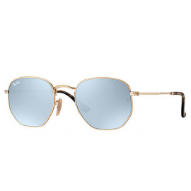 Ray Ban RB3548N Hexagonal Flat Lenses sunglasses – Gold Frame / Silver Flash Lens