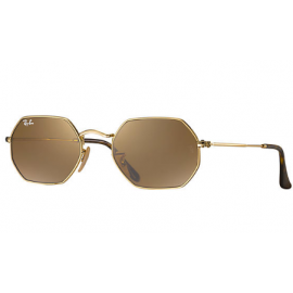 Ray Ban RB3556N Octagonal Flat Lenses sunglasses – Gold Frame / Brown Classic B-15 Lens