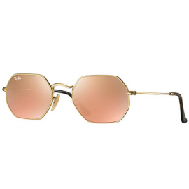 Ray Ban RB3556N Octagonal Flat Lenses sunglasses – Gold Frame / Copper Flash Lens