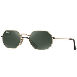 Ray Ban RB3556N Octagonal Flat Lenses sunglasses – Gold Frame / Green Classic G-15 Lens