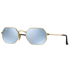 Ray Ban RB3556N Octagonal Flat Lenses sunglasses – Gold Frame / Silver Flash Lens
