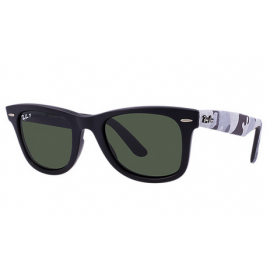 Ray Ban RB2140 Original Wayfarer Urban Camouflage sunglasses – Black; Multicolor Frame / Green Classic G-15 Lens