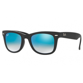 Ray Ban RB4105 Wayfarer Folding Flash Lenses sunglasses – Black Frame / Blue Gradient Flash Lens