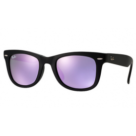 Ray Ban RB4105 Wayfarer Folding Flash Lenses sunglasses – Black Frame / Lilac Mirror Lens