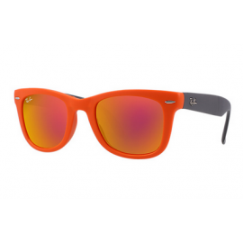 Ray Ban RB4105 Wayfarer Folding Flash Lenses sunglasses – Orange Frame / Orange Flash Lens