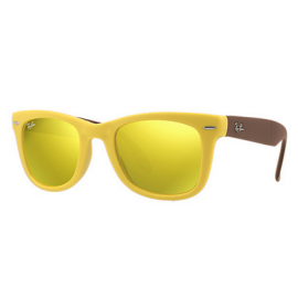 Ray Ban RB4105 Wayfarer Folding Flash Lenses sunglasses – Yellow; Brown Frame / Yellow Flash Lens
