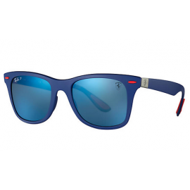Ray Ban RB4195M Scuderia Ferrari Collection sunglasses – Blue Frame / Blue Mirror Chromance Lens