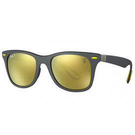 Ray Ban RB4195M Scuderia Ferrari Collection sunglasses – Grey; Black Frame / Gold Mirror Chromance Lens