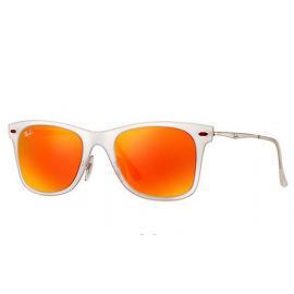 Ray Ban RB4210 Wayfarer Light Ray sunglasses – Transparent; Silver Frame / Red Mirror Lens