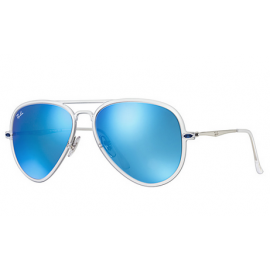 Ray Ban RB4211 Aviator Light Ray II sunglasses – Transparent; Silver Frame / Blue Mirror Lens