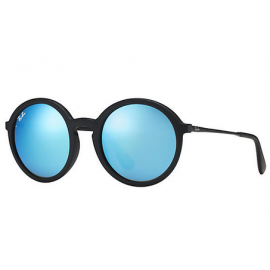 Ray Ban RB4222 Round sunglasses – Black Frame / Blue Mirror Lens