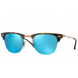 Ray Ban RB8056 Clubmaster Light Ray sunglasses – Black; Brown Frame / Blue Mirror Lens