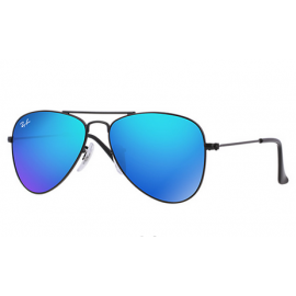 Ray Ban RB9506s Aviator Junior sunglasses – Black Frame / Blue Mirror Lens