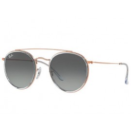 Ray Ban Round Double Bridge RB3647N sunglasses – Light Blue; Bronze-Copper Frame / Grey Gradient Lens