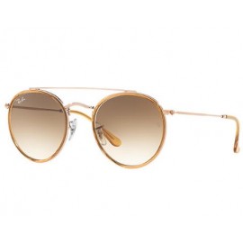 Ray Ban Round Double Bridge RB3647N sunglasses – Light Brown; Bronze-Copper Frame / Light Brown Gradient Lens