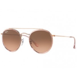 Ray Ban Round Double Bridge RB3647N sunglasses – Pink; Bronze-Copper Frame / Brown Gradient Lens