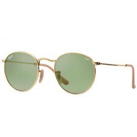 Ray Ban Round Evolve RB3447 sunglasses – Gold Frame / Green Photocromic Lens