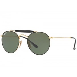 Ray Ban Round Rb3747 sunglasses – Black; Gold Frame / Green Classic G-15 Lens